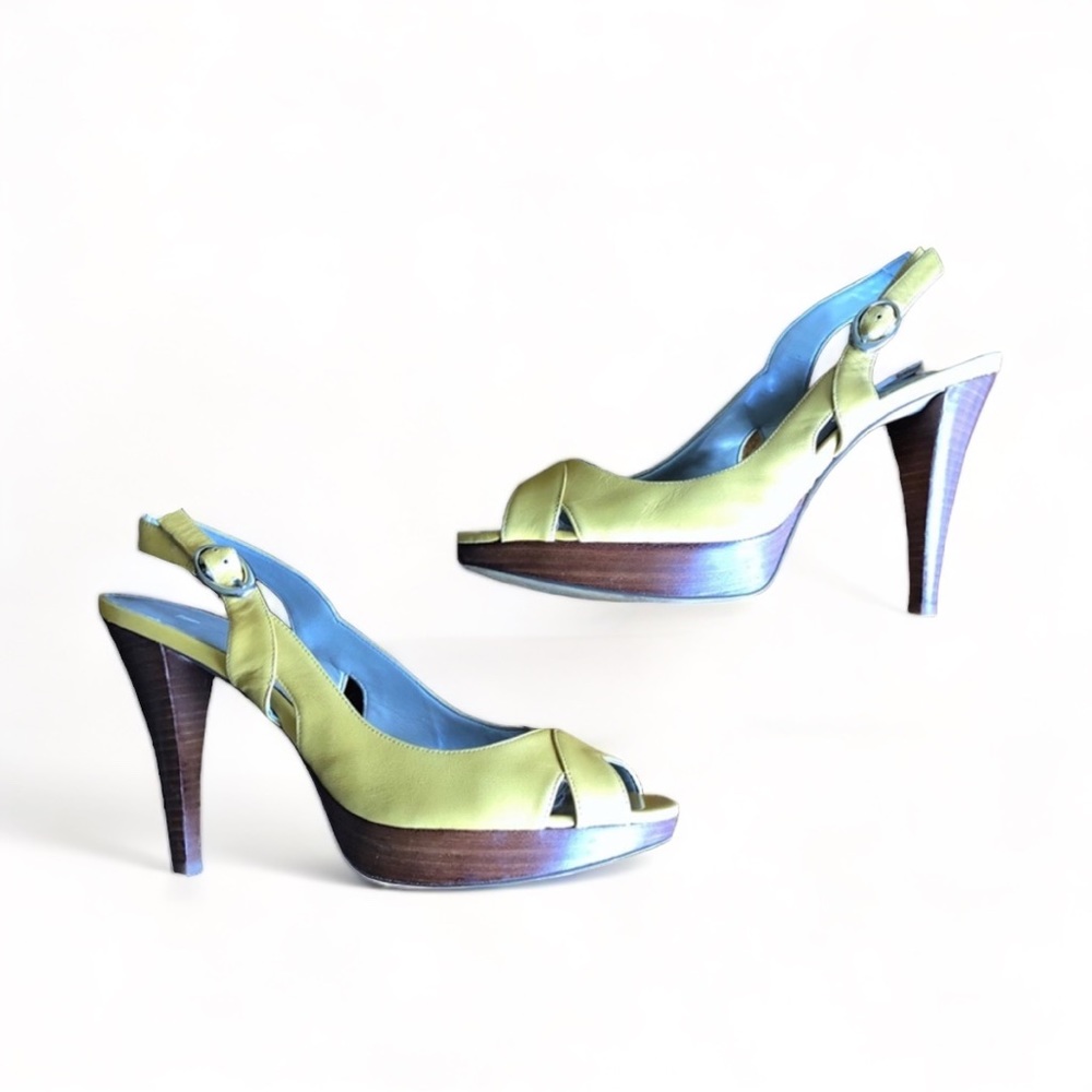Marc Fisher Yellow Peep Toe Heels Strappy Sandals